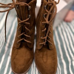 Chestnut Lace Up Heel Booties